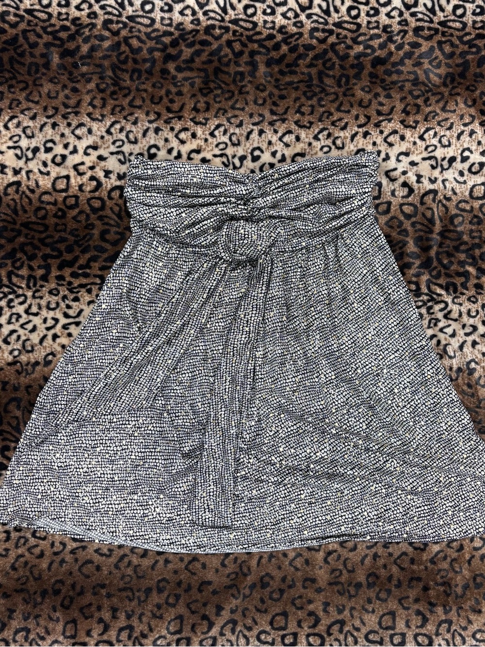 Express Black and White Strapless Tie-Front Mini Skirt